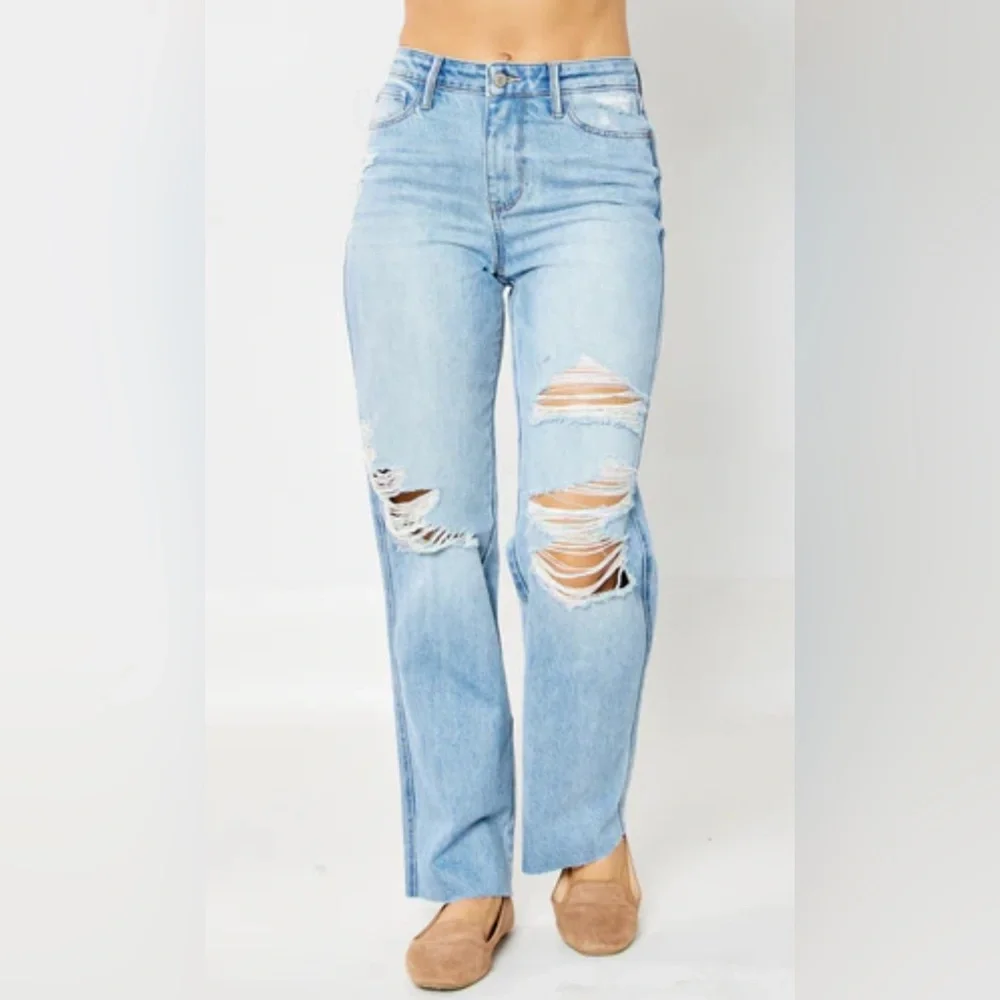 Judy Blue High Rise 90's Destroyed Straight Fit Jeans Size‎ 14W